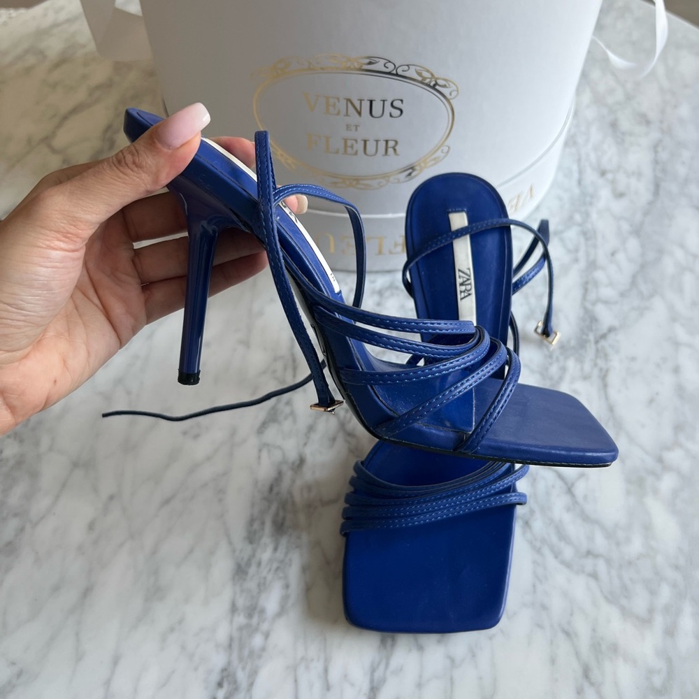 Zara Royal Blue Strappy Stiletto Heels